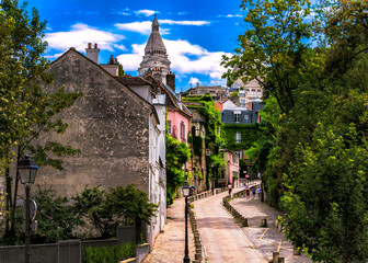 Beautiful streets of Montmarte Paris with beautiful buildings