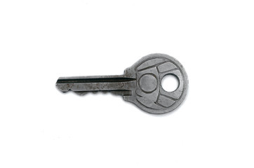 Old key isolated on white background.