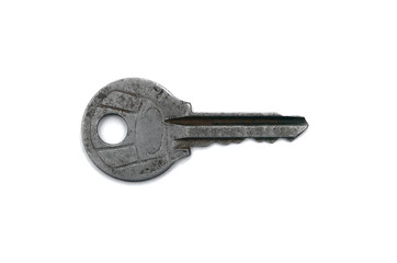 Old key isolated on white background.