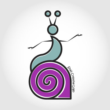 The snail left the shell. Vector logo.