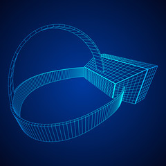 VR Glasses virtual reality helmet headset. Wireframe low poly mesh vector illustration