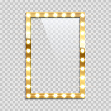 Rectangle bulb frame isolated on transparent background. Vector template.  Stock Vector | Adobe Stock