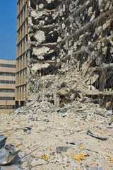 Destroyed buildings after war 