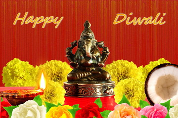 hindu religious ganesh puja concept diwali new year or pongal greeting