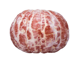 Peeled red grapefruit, isolated on white, realistic