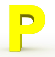 letter P 3d yellow isolated on white