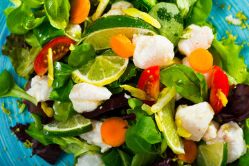 Salad with cod and fresh greens