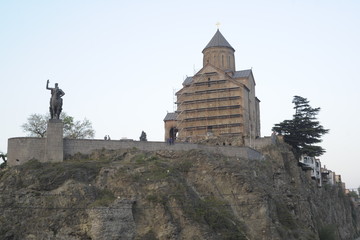 Georgia. Tbilisi. Cathedral. Monastery, Georgian Orthodox Church. Ancient and modern city