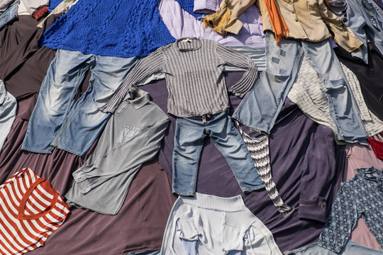 Background of old clothes.