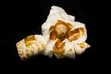 popcorn isolated on black background