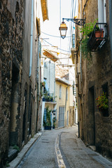 Narrow streets of the ancient town of Agde, southern France.