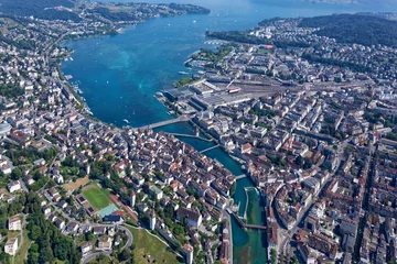 Fotobehang Luftaufnahme der Stadt Luzern © fototrm12