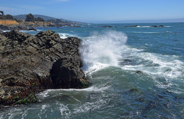 Waves crashing in high surf on the N. California coast