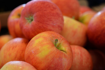 Fototapeta na wymiar apples at farmer's market, close up