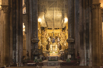 Santiago de Compostela, Spain, June 14, 2018: Large incense burner in the cathedral of Santiago de...