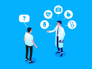 Healthcare and innovative technology. Vector isometric illustration.