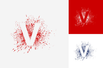 Letter V Splash Grunge Logo Template Design Vector, Emblem, Design Concept, Creative Symbol, Icon