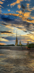 Peter and Paul fortress at sunset in St. Petersburg