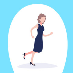 businesswoman running business meeting female hardworking process concept cartoon character isolated full length flat vector illustration