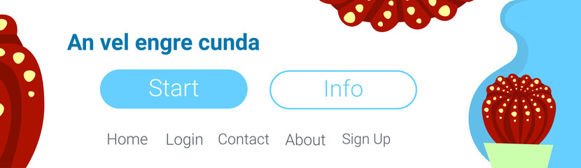 Cactus icon domestic plant concept horizontal banner copy space flat vector illustration