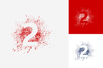 Letter 2 Splash Grunge Logo Template Design Vector, Emblem, Design Concept, Creative Symbol, Icon