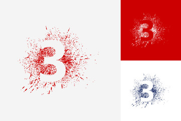 Fototapeta na wymiar Letter 3 Splash Grunge Logo Template Design Vector, Emblem, Design Concept, Creative Symbol, Icon