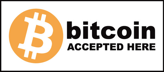 Bitcoin Accepted Here Button. Vector Format.