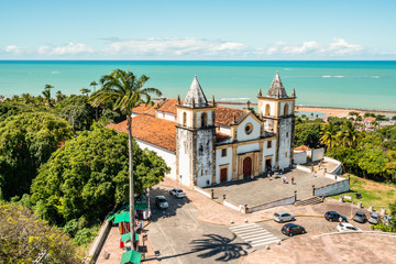 Aerial view of Cathedral Alto da Se, Olinda, Pernambuco, Brazil - obrazy, fototapety, plakaty