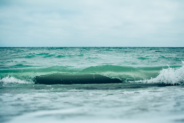sea waves close up green blue