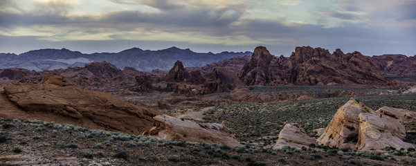 panoramic mountain landscape inside Valley of Fire national park Nevada