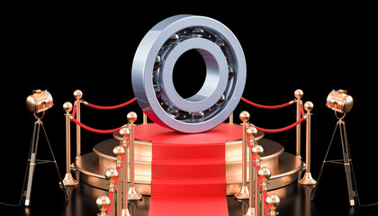 Podium with ball-bearing. 3D rendering