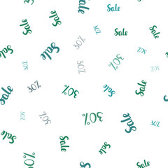 Light Green vector seamless pattern with 30 percentage signs.