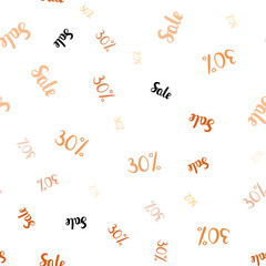 Light Red, Yellow vector seamless cover with symbols of 30% sales.
