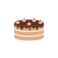 Chocolate cake clipart cartoon. Chocolate glazed cake with cherries