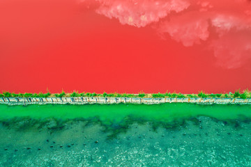 Aerial view of salt pans near Burgas,Bulgaria © ValentinValkov