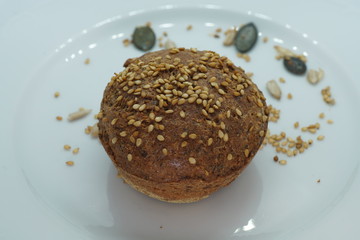 Freshly baked rolls made of healthy ingredients and baked in the oven. 

