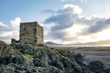 Carrickabraghy Castle on a Rocky Coast