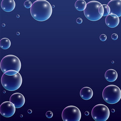 ubble with Hologram Reflection. Set of Realistic Water or Soap Bubbles for Your Design.