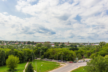 Obraz premium Panorama view on Serpukhov town (Moscow region) from the Red mount. Russia.