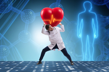 Doctor cardiologist supporting cardiogram heart line