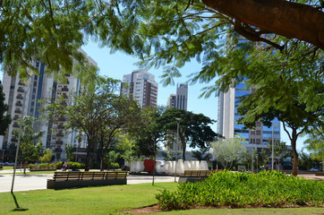 Square in Goiania with I love goiania sign