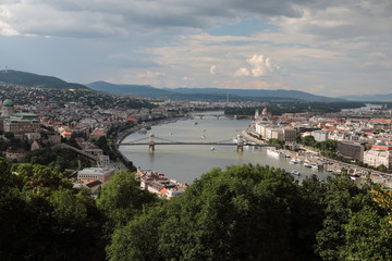 Panoramic view of Budapest, from height of bird's flight, from the Watchtower, before a rain.