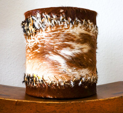 a Drum instrument made of an animals fur