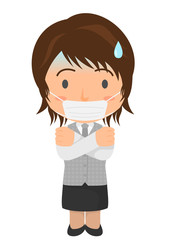 風邪をひいたOL