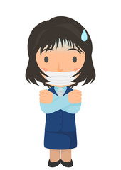 風邪をひいたOL
