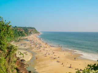 View of Varkala beach from cliff. Varkala beach &ndash; one of finest India beaches.