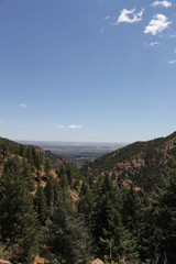 Red rocks with desert and mountain landscape in Colorado
