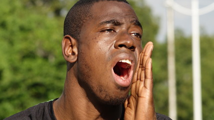Unshaven Black Male Shouting