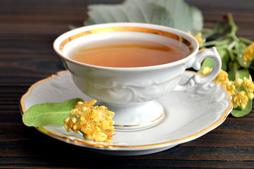 Linden tea in a vintage cup