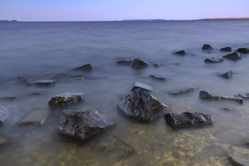 Fototapeta premium Sunset on the Grevelingenmeer, the biggest saltwater lake of Europe
